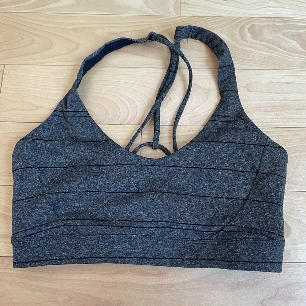 Prana Charcoal Striped Sports Bra